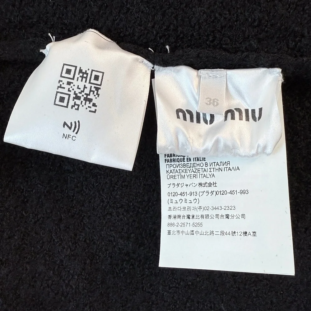 Miu Miu Bouclé Wool Mini Skirt Black Stretch Made in Italy IT 36 XS - Picture 11 of 17